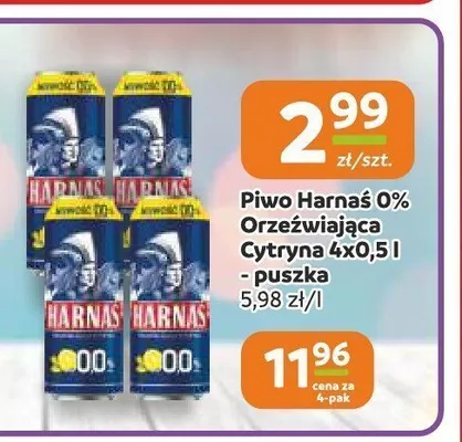 Piwo bezalkoholowe Harnaś Orzeźwiająca Cytryna 4-pak promocja w Gama