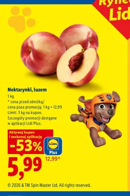 Nektarynki luzem promocja w Lidl