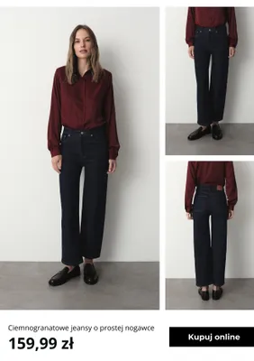 Jeansy damskie o prostej nogawce Greenpoint ciemnogranatowe promocja w Greenpoint