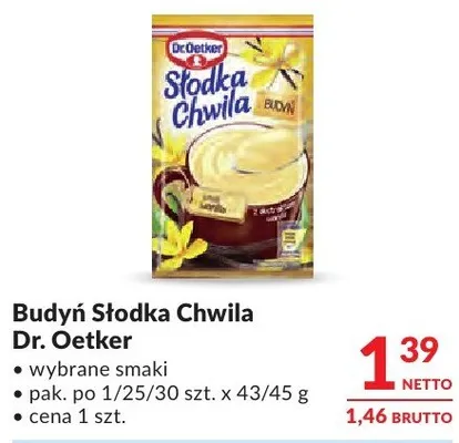 Budyń Słodka Chwila Dr. Oetker wybrane smaki promocja w Makro