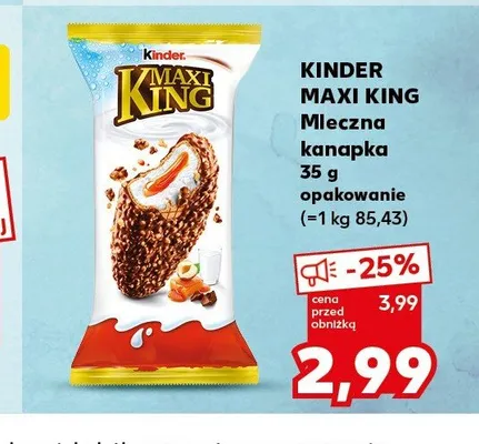 Mleczna kanapka KINDER MAXI KING promocja w Kaufland