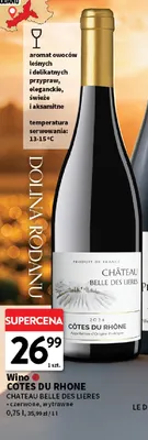 Wino czerwone Cotes du Rhone Chateau Belle des Lieres promocja w Intermarche