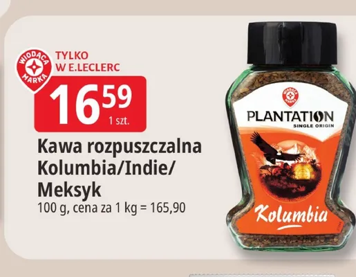 Kawa rozpuszczalna Plantation Indie promocja w Leclerc