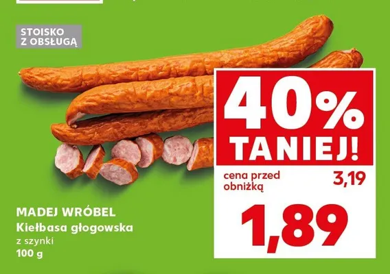 Kiełbasa głogowska z szynki Madej Wróbel promocja w Kaufland