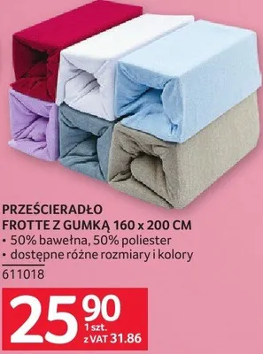 Prześcieradło frotte z gumką 160 x 200 CM promocja w Selgros