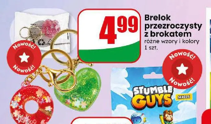 Brelok przezroczysty z brokatem promocja w Dino