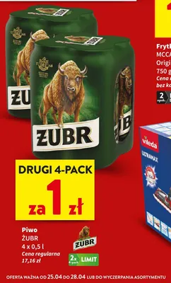 Piwo Żubr 4x0,5l promocja w Intermarche
