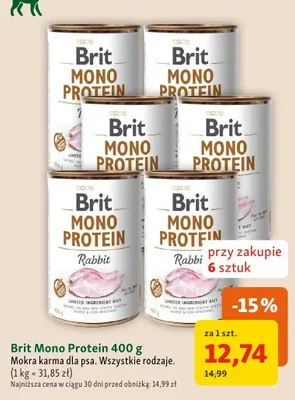 Mokra karma dla psa Brit Mono Protein Rabbit promocja w MAXI ZOO