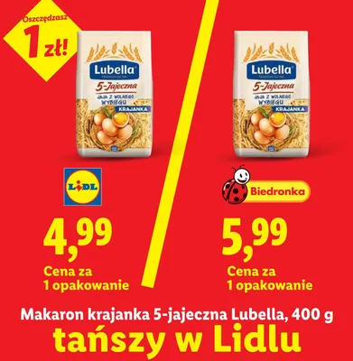 Makaron krajanka 5-jajeczna Lubella promocja w Lidl
