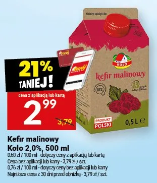 Kefir malinowy Koło 2% promocja w Twój Market