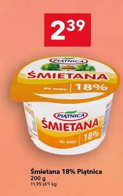Śmietana 18% Piątnica promocja w LEWIATAN