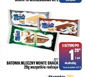 Batonik mleczny Monte Snack Zott promocja w Tomi Markt