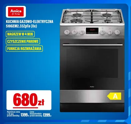 Kuchnia gazowo-elektryczna 510GEM2,33ZpTa (Xx) Amica promocja w RTV EURO AGD