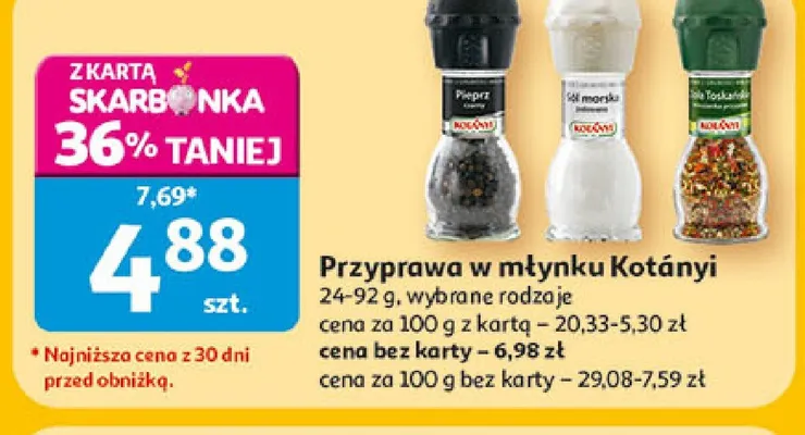 Przyprawa w młynku Kotányi promocja w Auchan