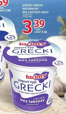 Jogurt typ grecki naturalny bez laktozy Łaciate promocja w Selgros