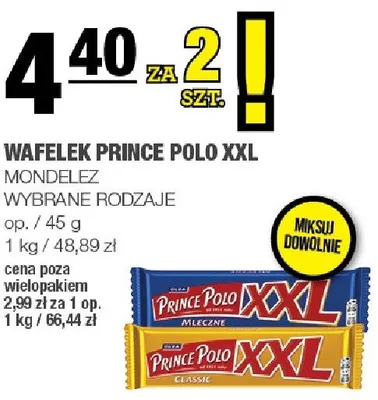 Wafelek Prince Polo XXL wybrane rodzaje promocja w SPAR