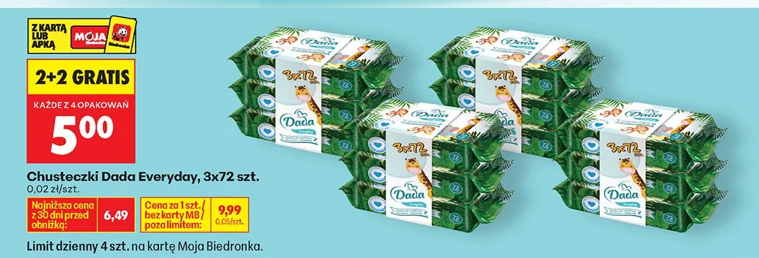 Chusteczki Everyday 2+2 GRATIS promocja w Biedronka