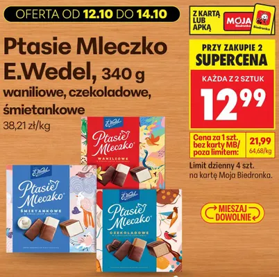 Ptasie Mleczko E.Wedel czekoladowe promocja w Biedronka
