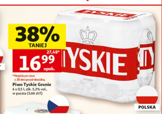 Piwo Tyskie Gronie 6-pak 500 ml promocja w Auchan
