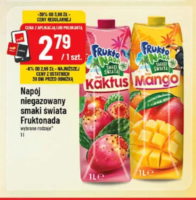 Napój niegazowany smaki świata Fruktonada mango promocja w POLOmarket