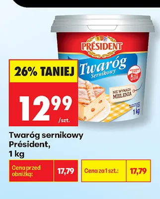 Twaróg sernikowy Président promocja w Biedronka