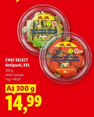 Antipasti zielone papryki pepperoni z grillowanymi oliwkami Chef Select XXL promocja w Lidl