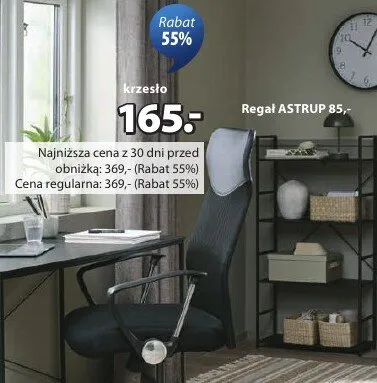 Krzesło biurowe Billum skóra ekologiczna i siatka poliestrowa promocja w Jysk