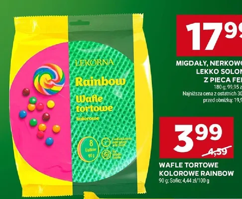Wafle tortowe kolorowe rainbow promocja w Stokrotka