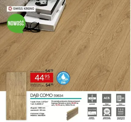 Panele laminowane SWISS KRONO Dąb Como 59834 1380x191mm 8mm AC5 promocja w Abra Meble