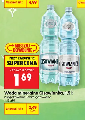 Woda mineralna gazowana Cisowianka lekko promocja w Biedronka