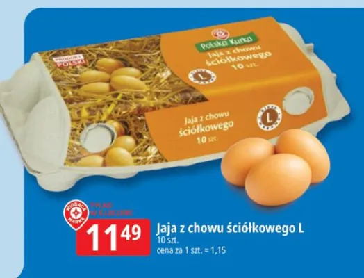 Jaja z chowu ściółkowego L Polska Kurka promocja w Leclerc