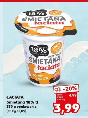 Śmietana 18% tł. Łaciata promocja w Kaufland