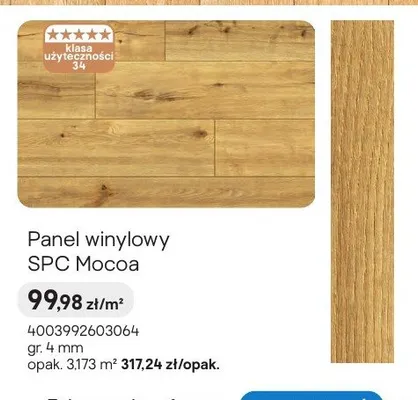 Panel winylowy SPC Mocoa klasa użyteczności 34 gr. 4mm promocja w Castorama