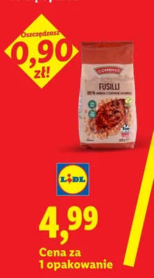 Makaron Fusilli z czerwonej soczewicy Combino promocja w Lidl