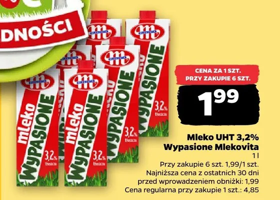 Mleko wypasione 2% Mlekovita promocja w Netto