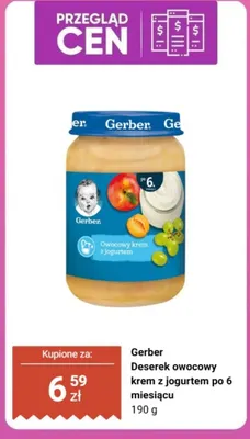 Deserek owocowy Gerber krem z jogurtem po 6 miesiącu promocja w Biedronka