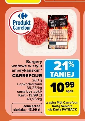 Burgery wołowe w stylu amerykańskim Carrefour promocja w Carrefour Market
