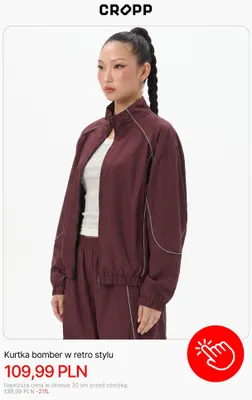 Kurtka bomber w retro stylu Cropp promocja w Cropp