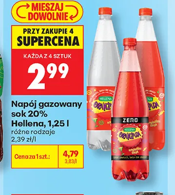 Napój gazowany sok 20% Hellena Oranżada żółta promocja w Biedronka
