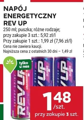 Napój energetyczny Rev Up promocja w Stokrotka