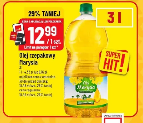 Olej rzepakowy Marysia promocja w POLOmarket