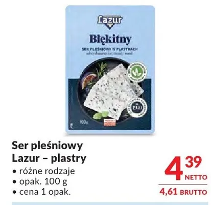 Ser pleśniowy Lazur – plastry różne rodzaje promocja w Makro