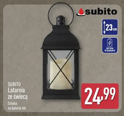 Latarnia ze świecą Subito promocja w Aldi