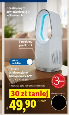 Miniwentylator bezłopatkowy TRONIC promocja w Lidl