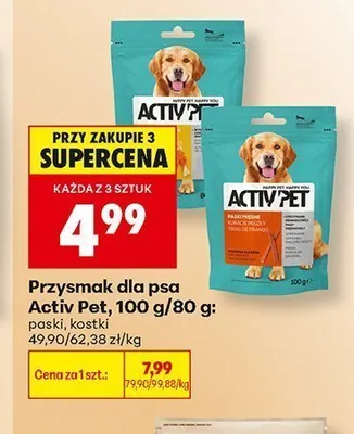 Przysmak dla psa paski Activ Pet promocja w Biedronka