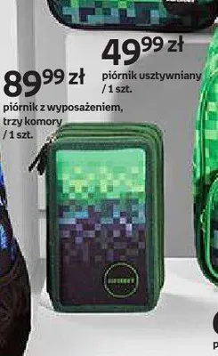 Piórnik z wyposażeniem trzykomorowy Backup zielony piksele promocja w Empik