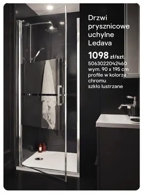 Drzwi prysznicowe uchylne Ledava chrom lustrzane promocja w Castorama