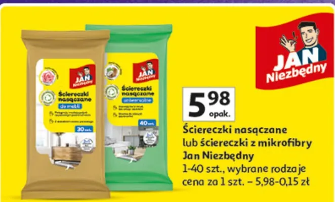 Ściereczki nasączane lub ściereczki z mikrofibry promocja w Auchan