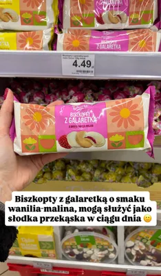 Biszkopty z galaretką o smaku wanilia-malina Delissa promocja w Dino