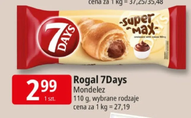 Rogal Mondelez Super Max croissant with cocoa filling promocja w Leclerc